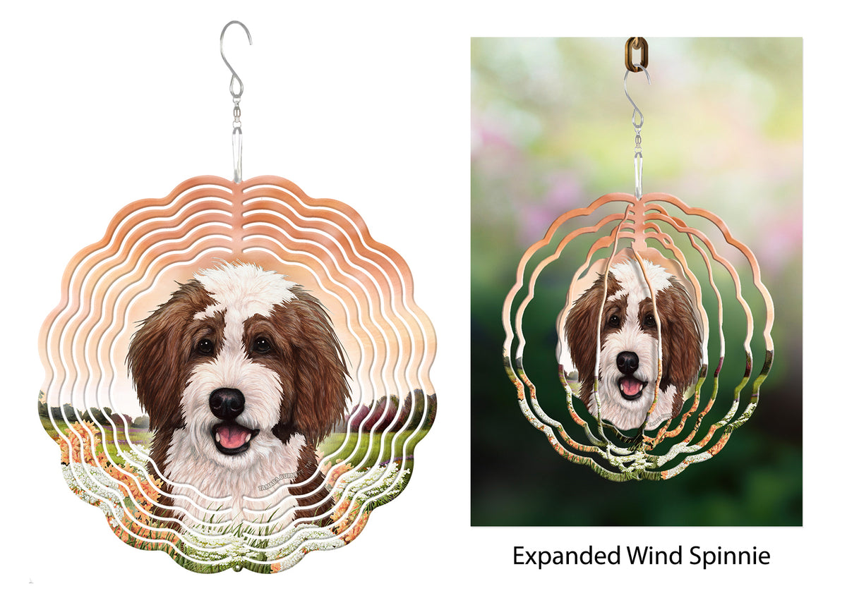 Bernedoodle Chocolate And White Wind Spinner