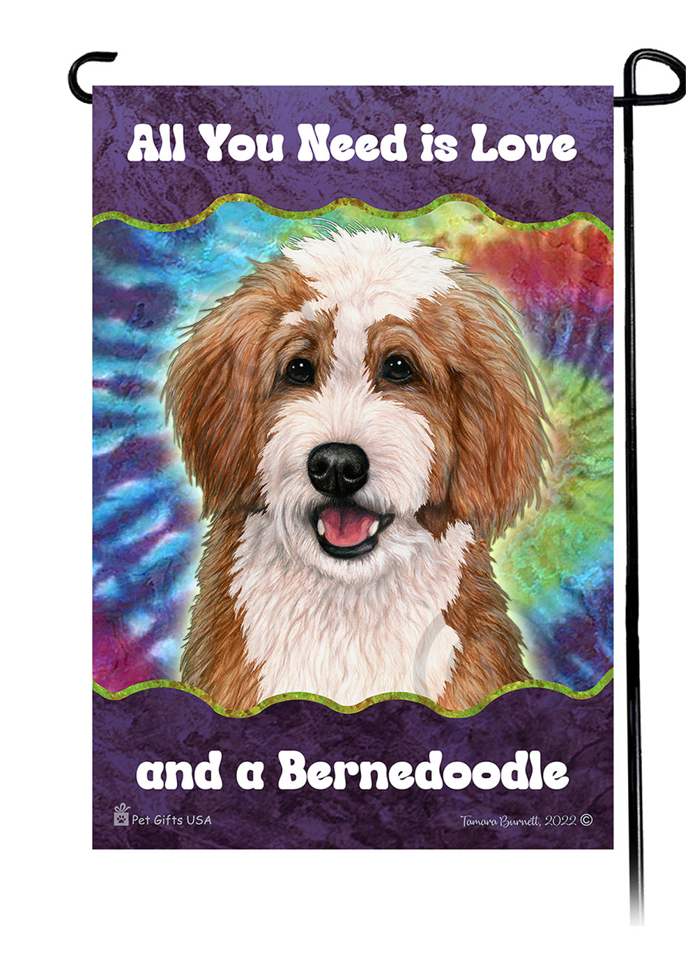 Bernedoodle All You Need Is Love Garden Flag