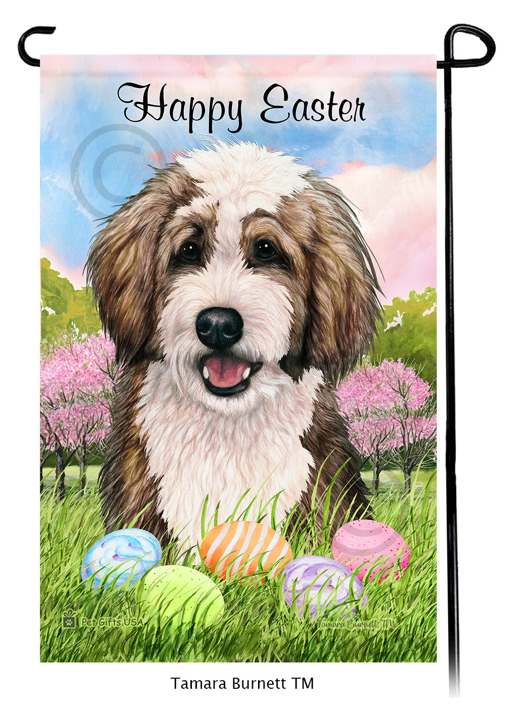 Bernedoodle Happy Easter - Garden Flag
