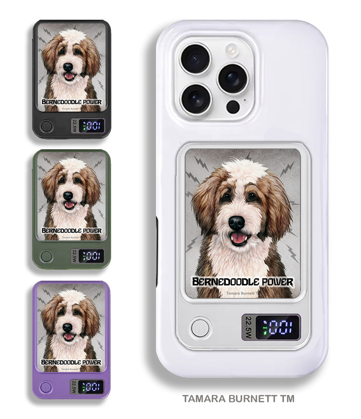Bernedoodle Sable and White Phone Bank Wireless Charger