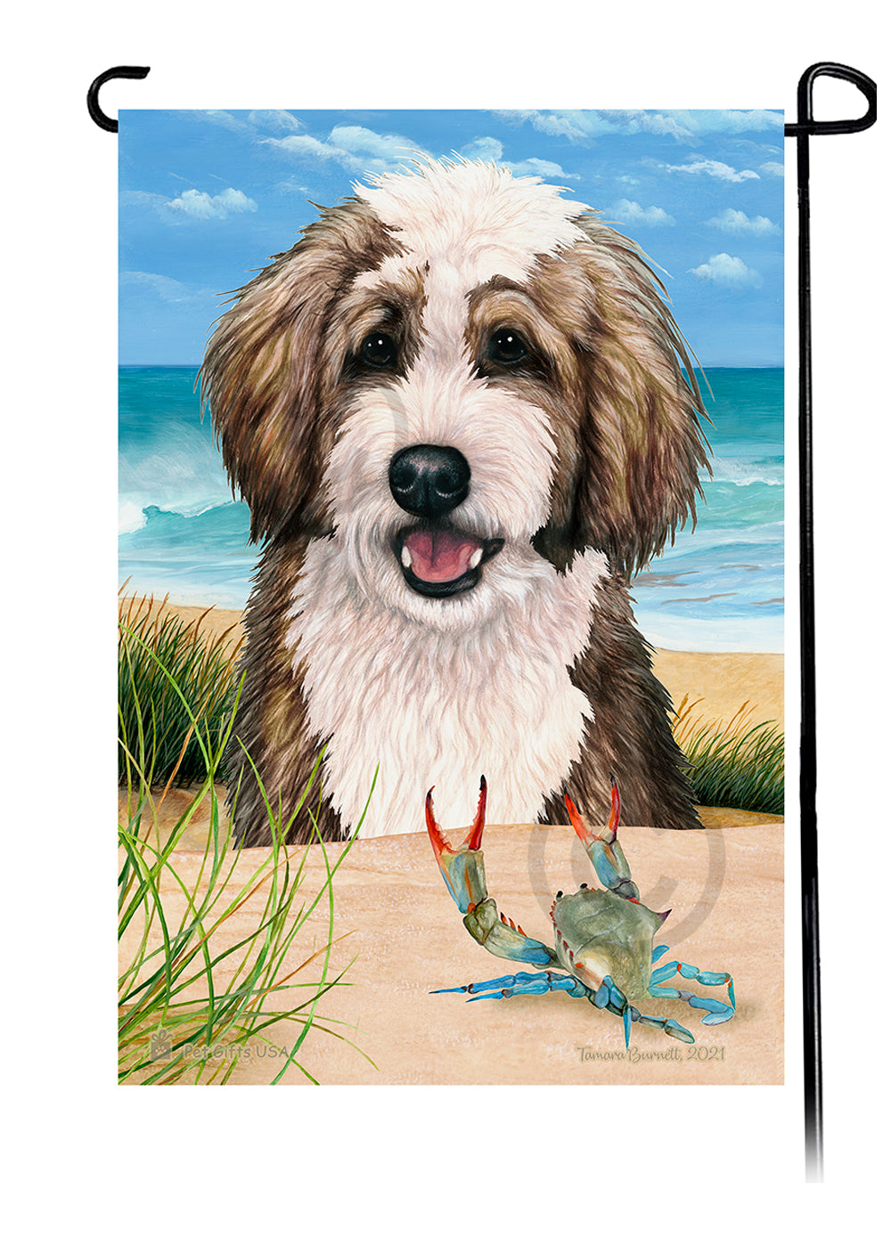 Bernedoodle Summer Flowers Garden Flag