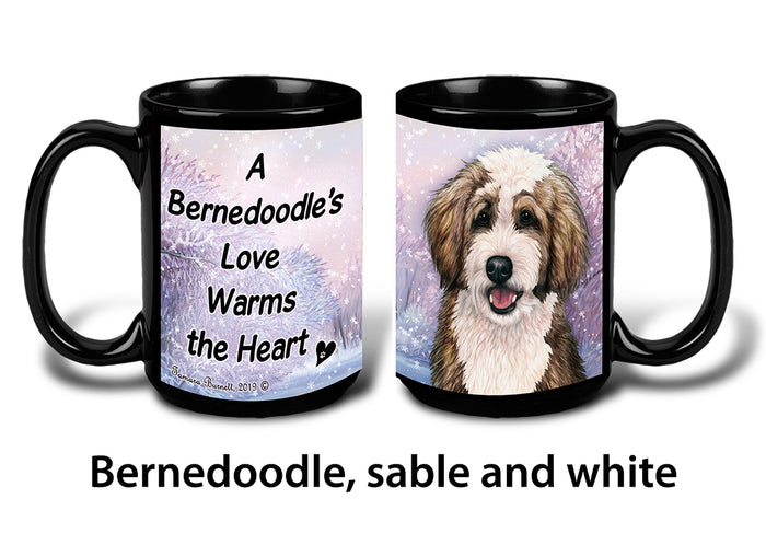 Bernedoodle (Sable and White) Winter Mug 15 oz