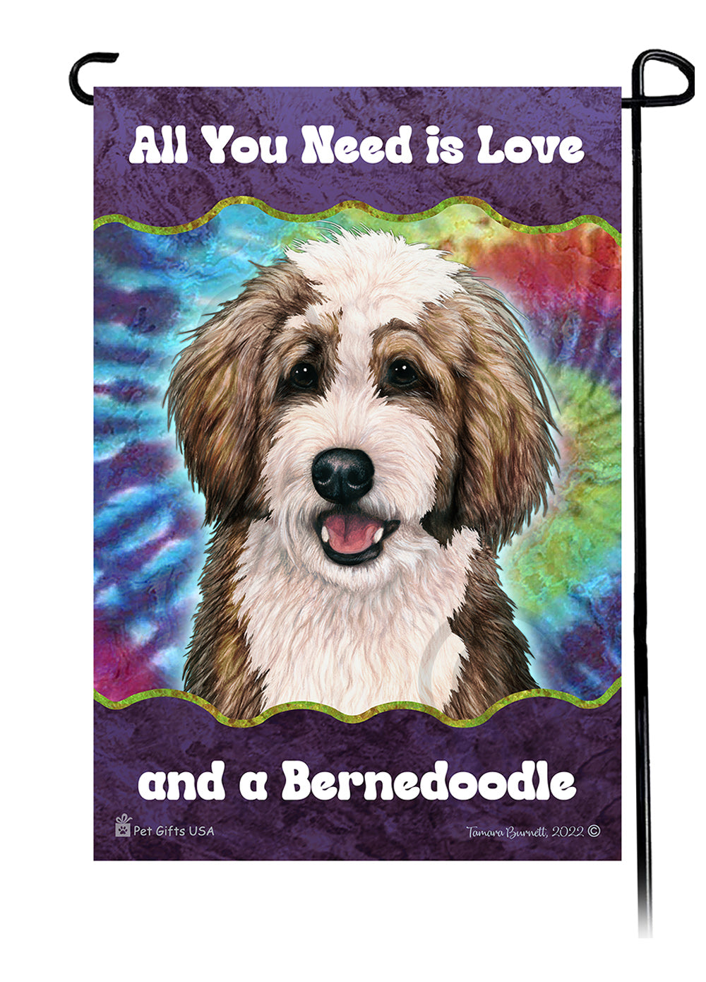 Bernedoodle All You Need Is Love Garden Flag
