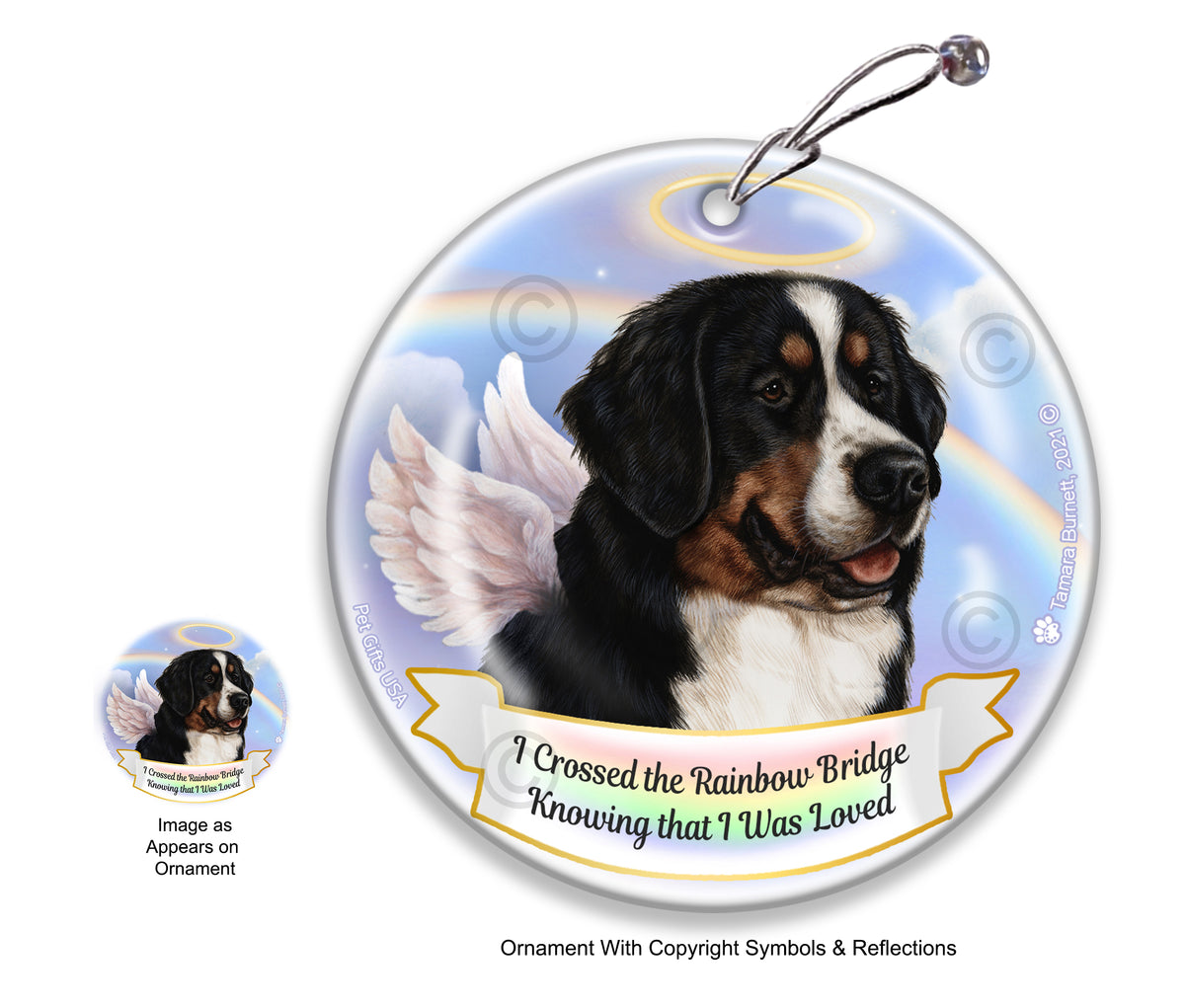 Bernese Mountain Dog Rainbow Bridge Memorial Ornament