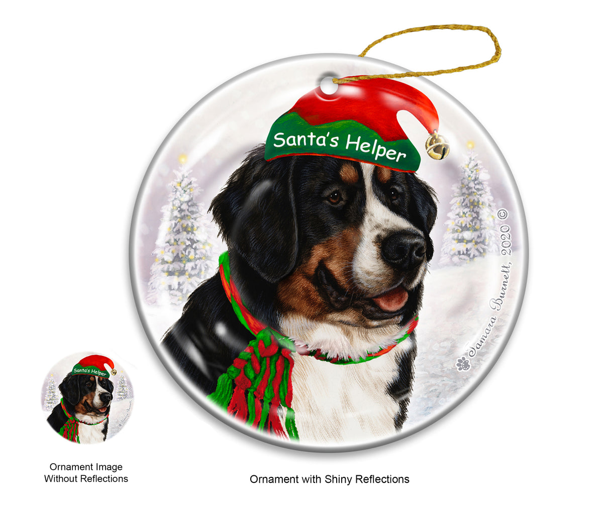 Bernese Mountain Dog - Santa's Helper Ornament