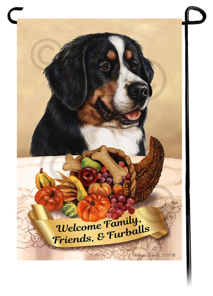 Bernese Mountain Dog Thanksgiving Garden Flags