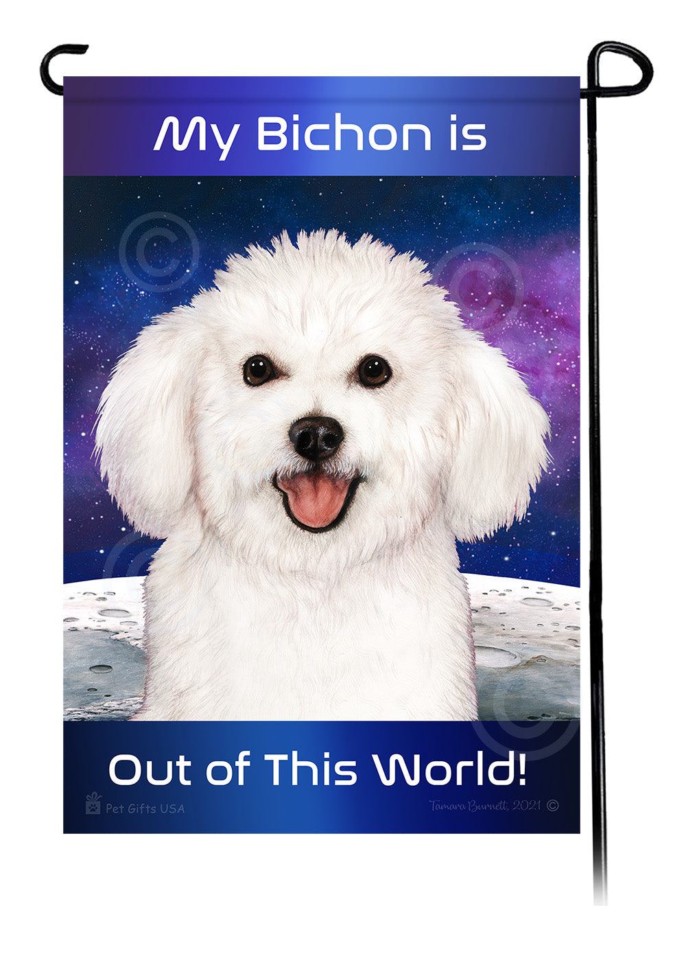 Bichon Frise Out Of This World Garden Flags