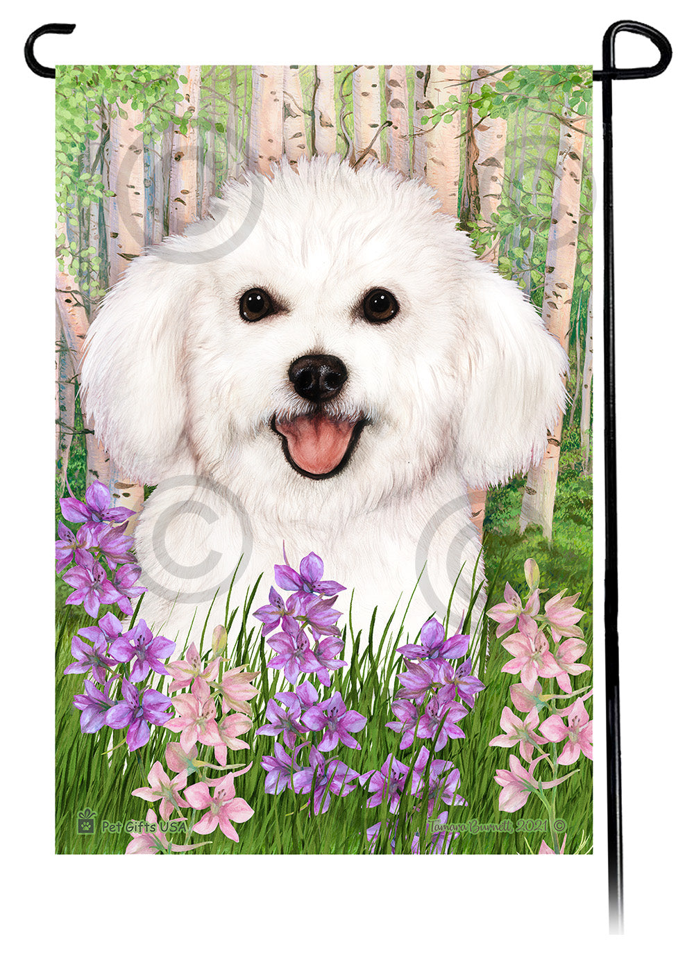 Bichon Frise Spring Flowers Garden Flags