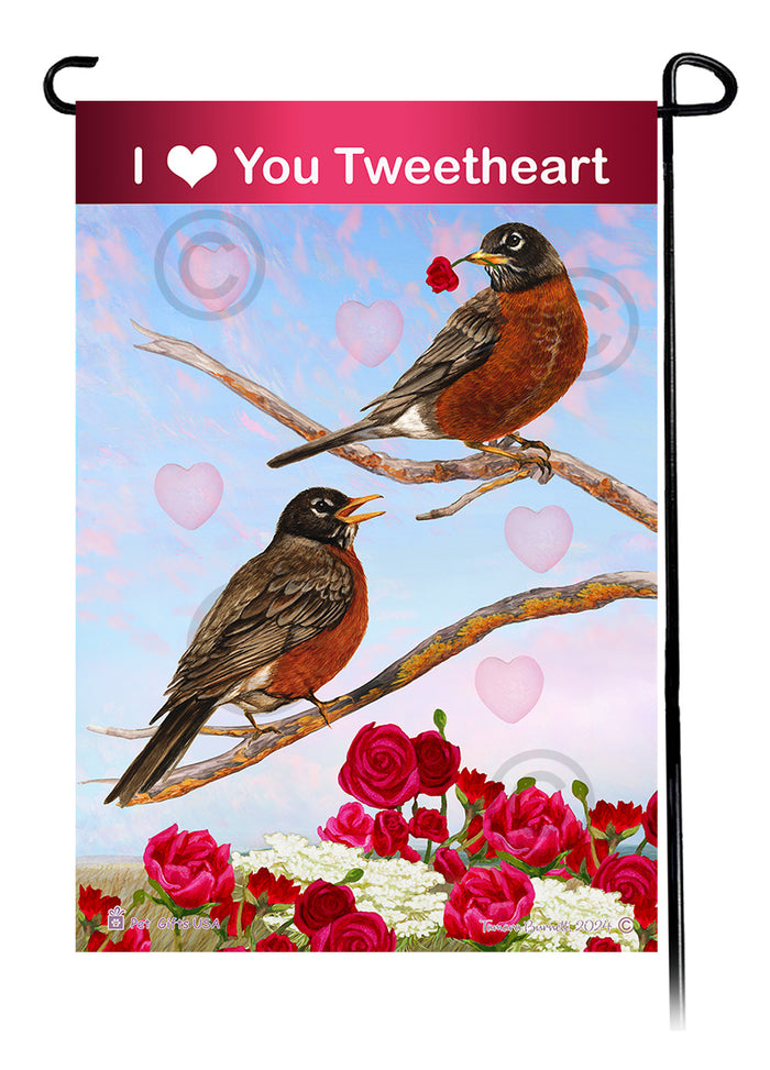 American Robin Valentine Sweetheart Garden Flags