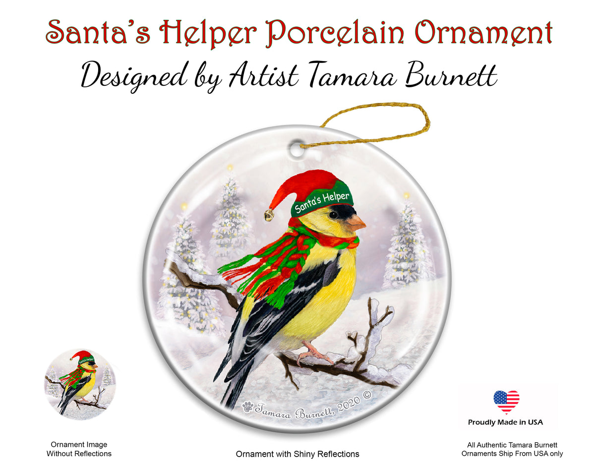 American Goldfinch - Santa's Helper Ornament