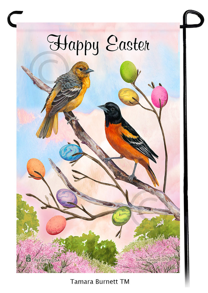 Baltimore Oriole Happy Easter Garden Flags