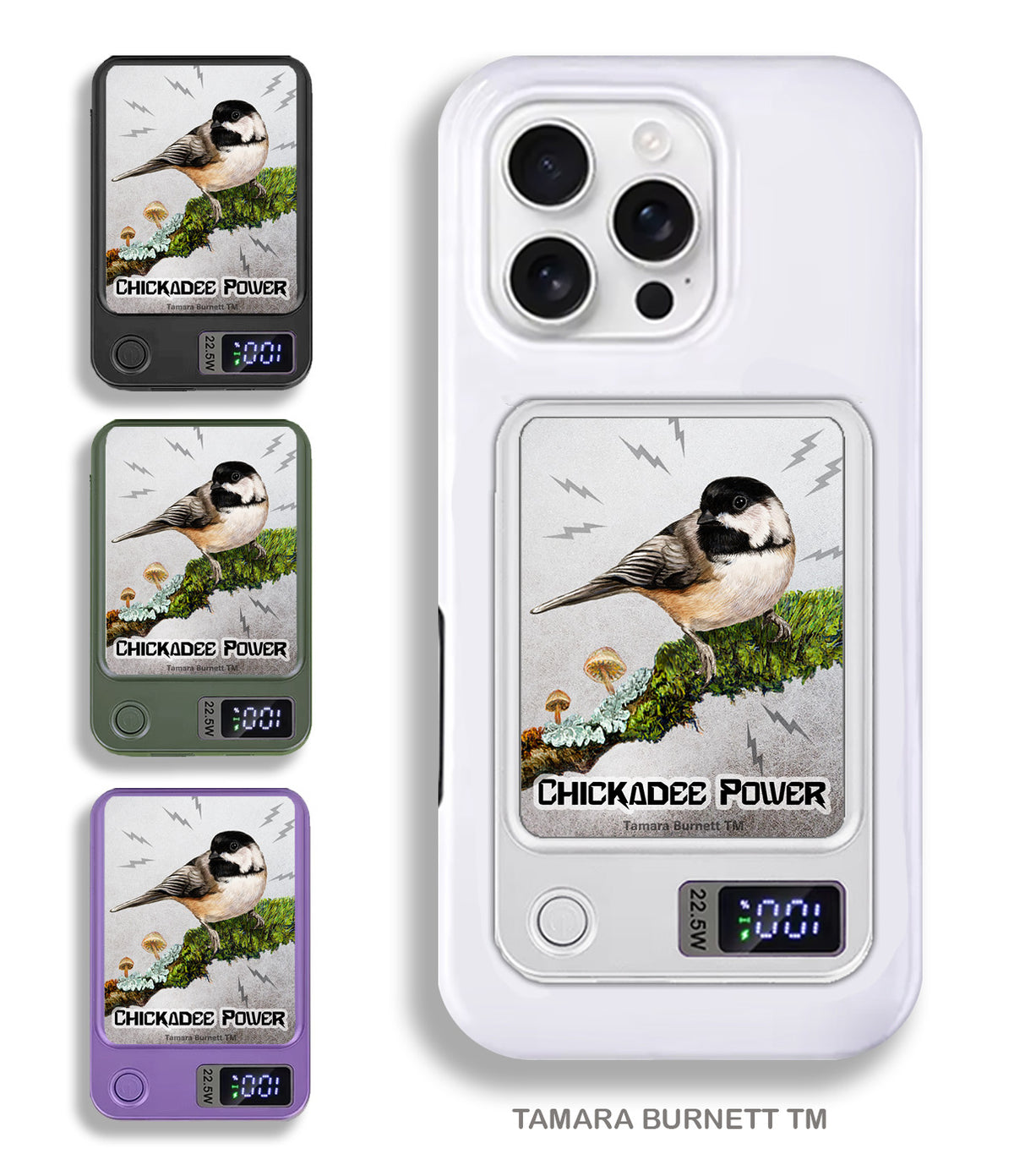 Black Capped Chickadee Phone Bank Wireless Charger