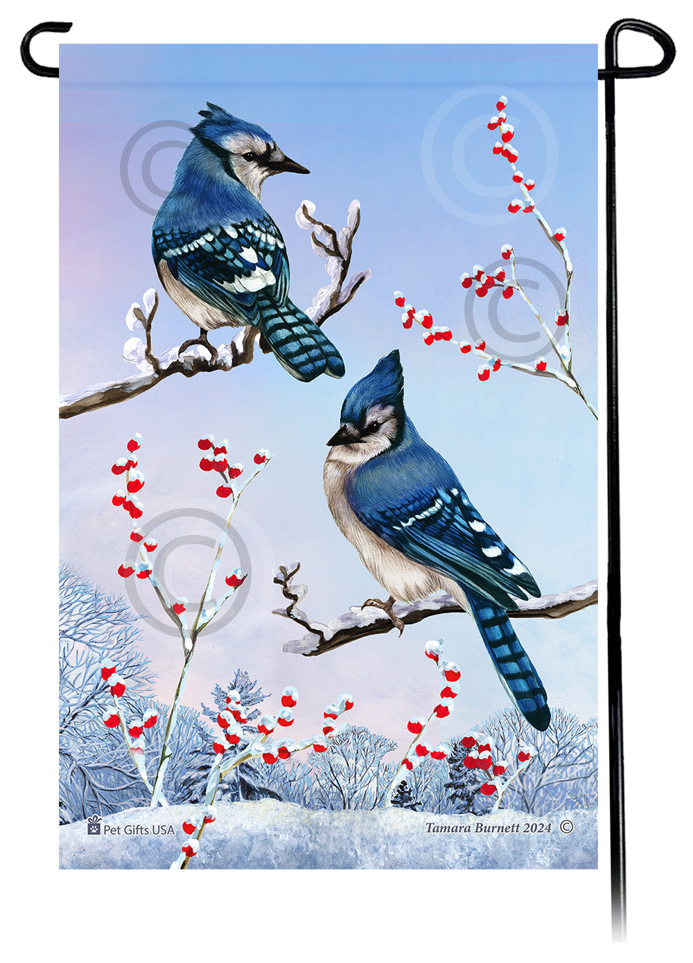 Eastern Blue Jay Winterberries Garden Flags
