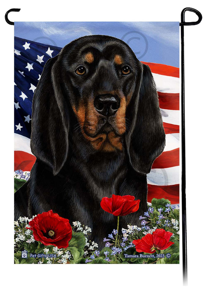 Coonhound Patriotic Flowers Garden Flags