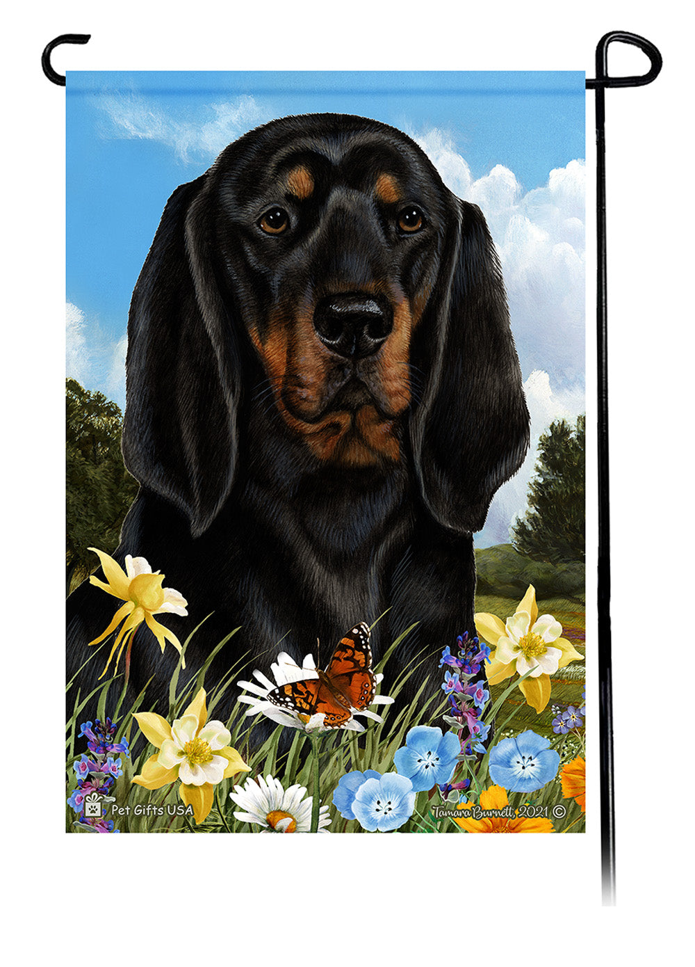 Coonhound Summer Flowers Garden Flags