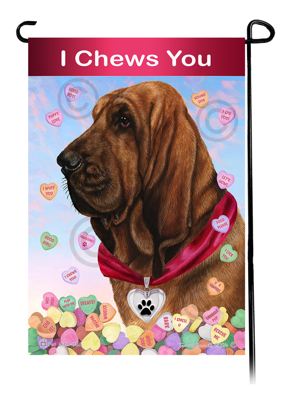 Bloodhound Valentine Sweetheart Garden Flags