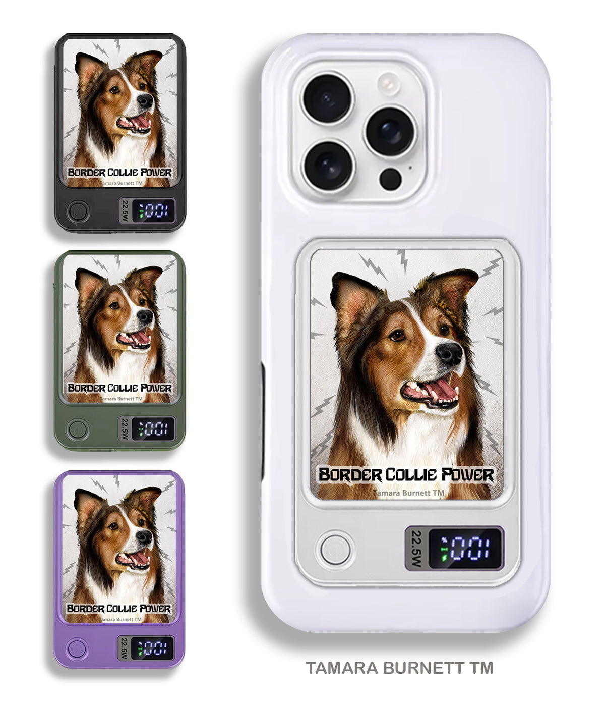 Border Collie Sable and White Phone Bank Wireless Charger