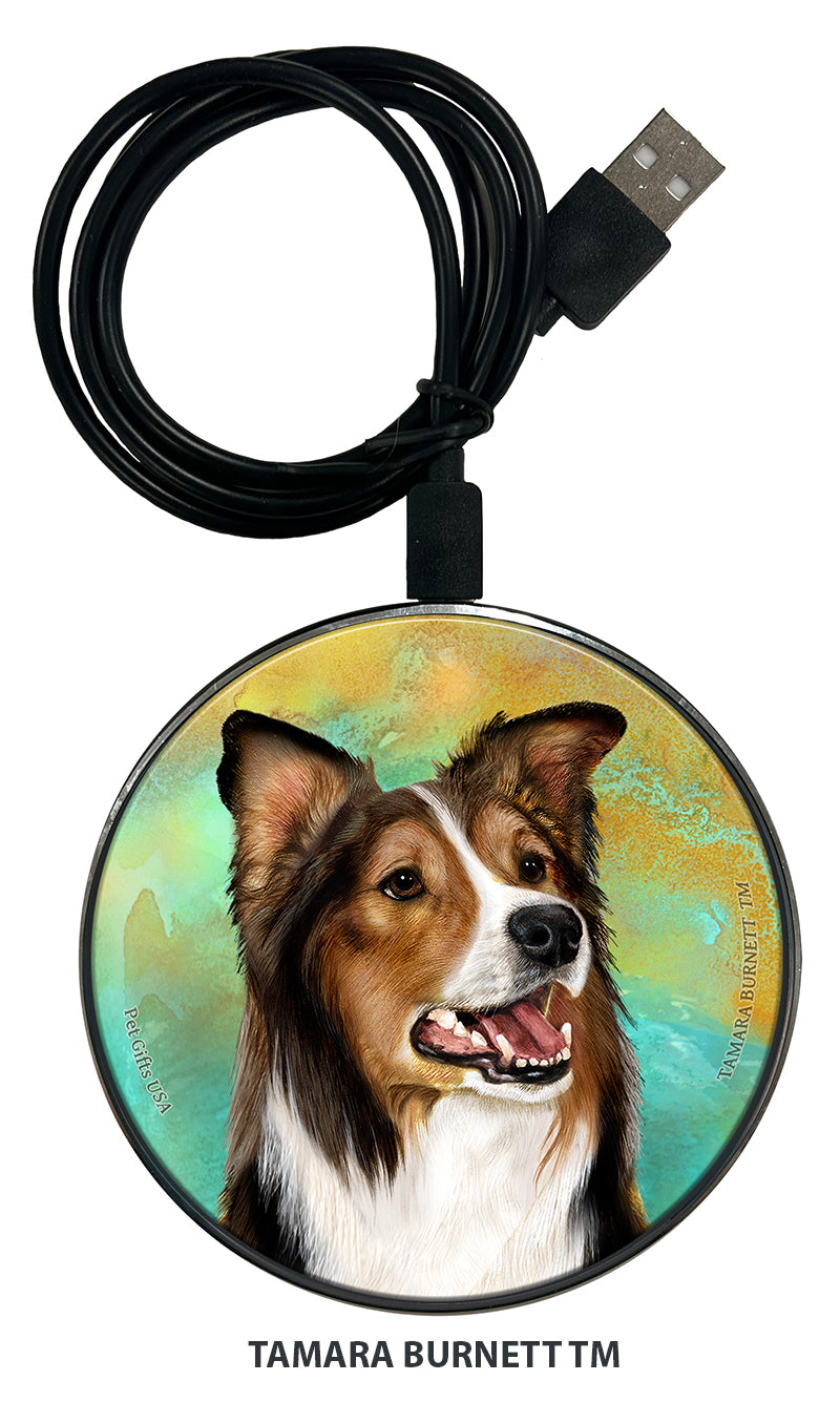 Border Collie Sable and White Zoomies Wireless Charger