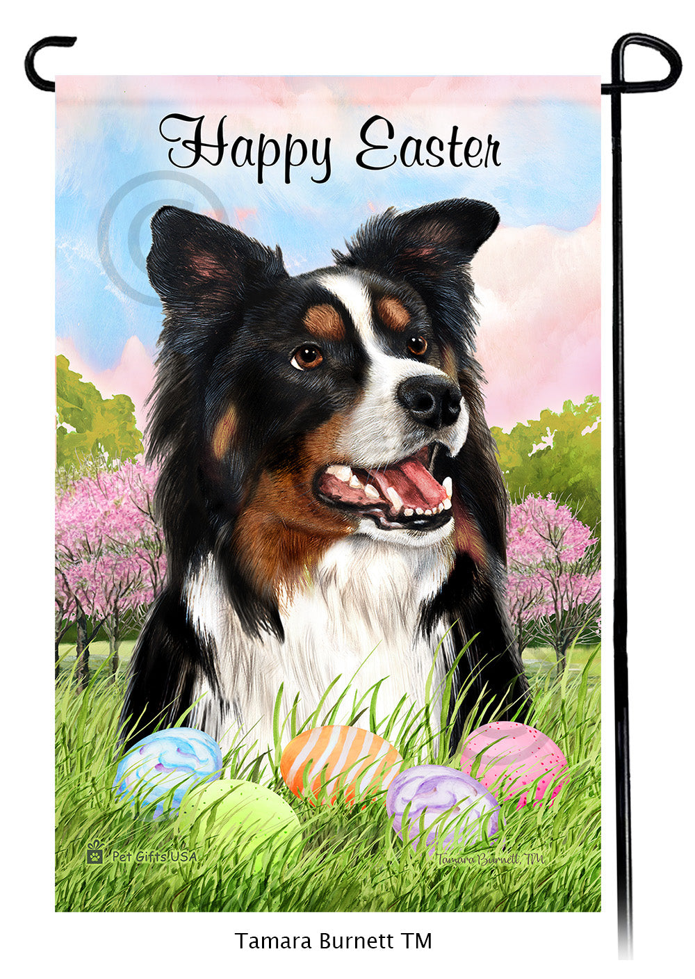 Border Collie Happy Easter - Garden Flag