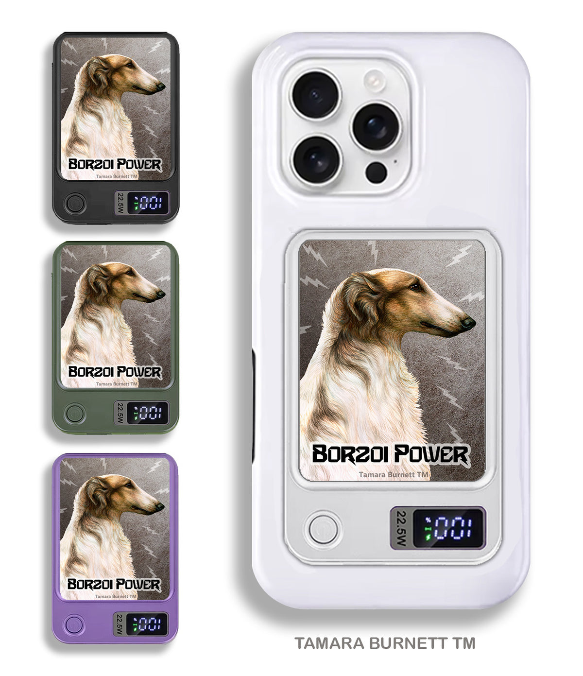 Borzoi Sable and White Phone Bank Wireless Charger