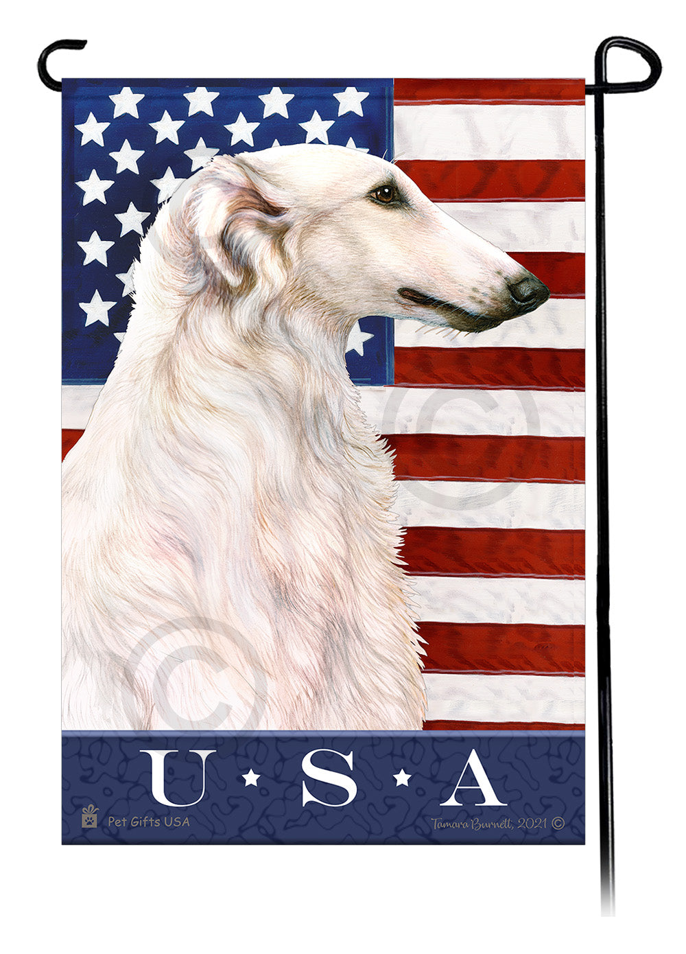 Borzoi True Blue Garden Flags