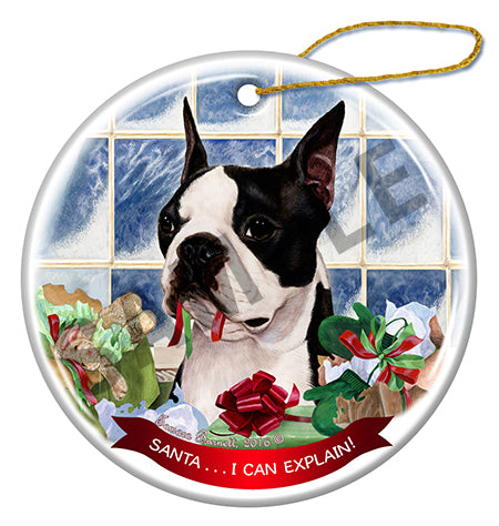 Boston Terrier - Santa I Can Explain Ornament