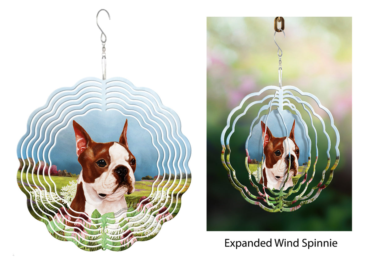 Boston Terrier Red And White Wind Spinner