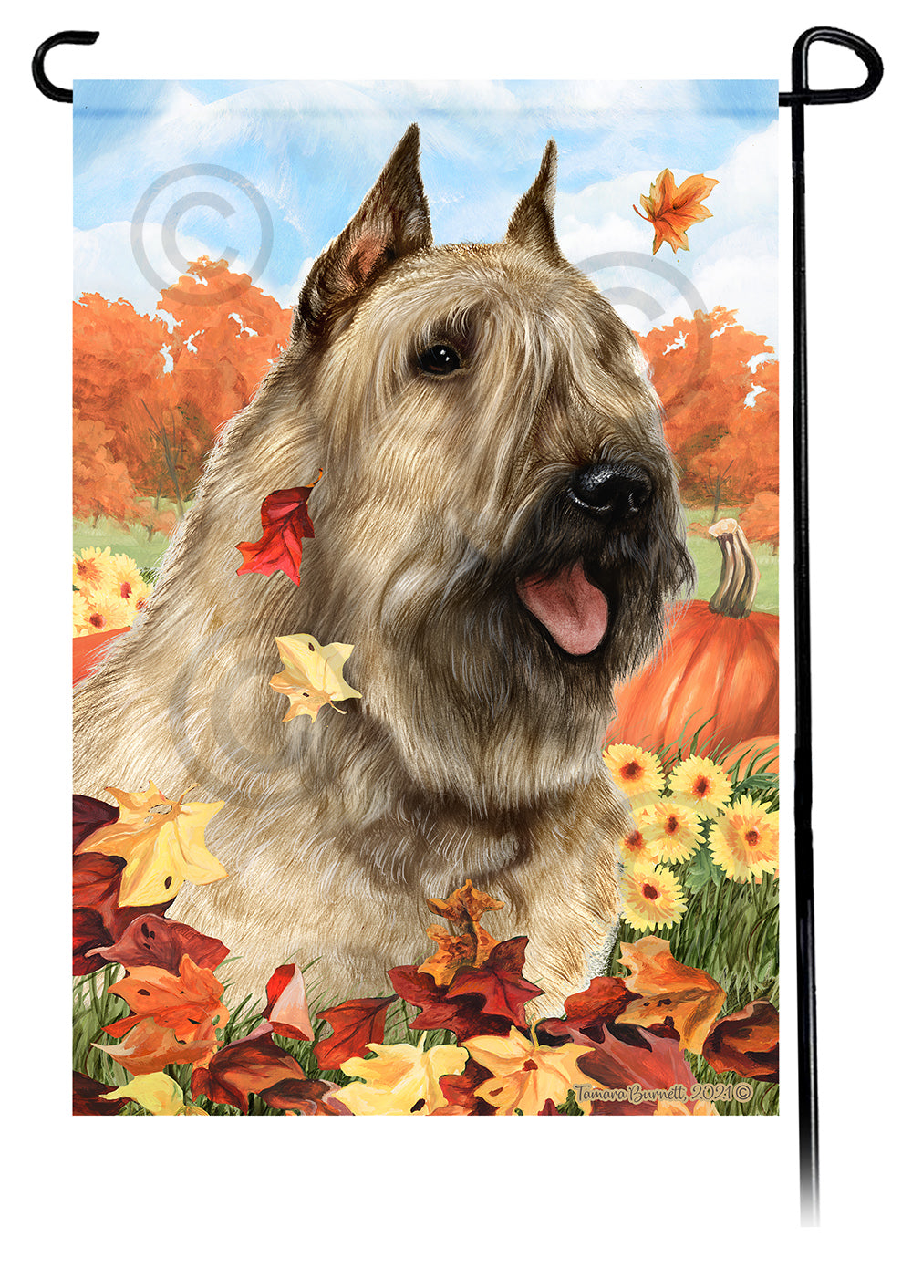 Bouvier des Flandres Falling Leaves - Garden Flag