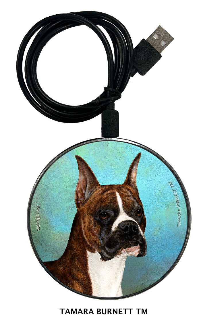 Boxer Brindle Cropped Zoomies Wireless Charger