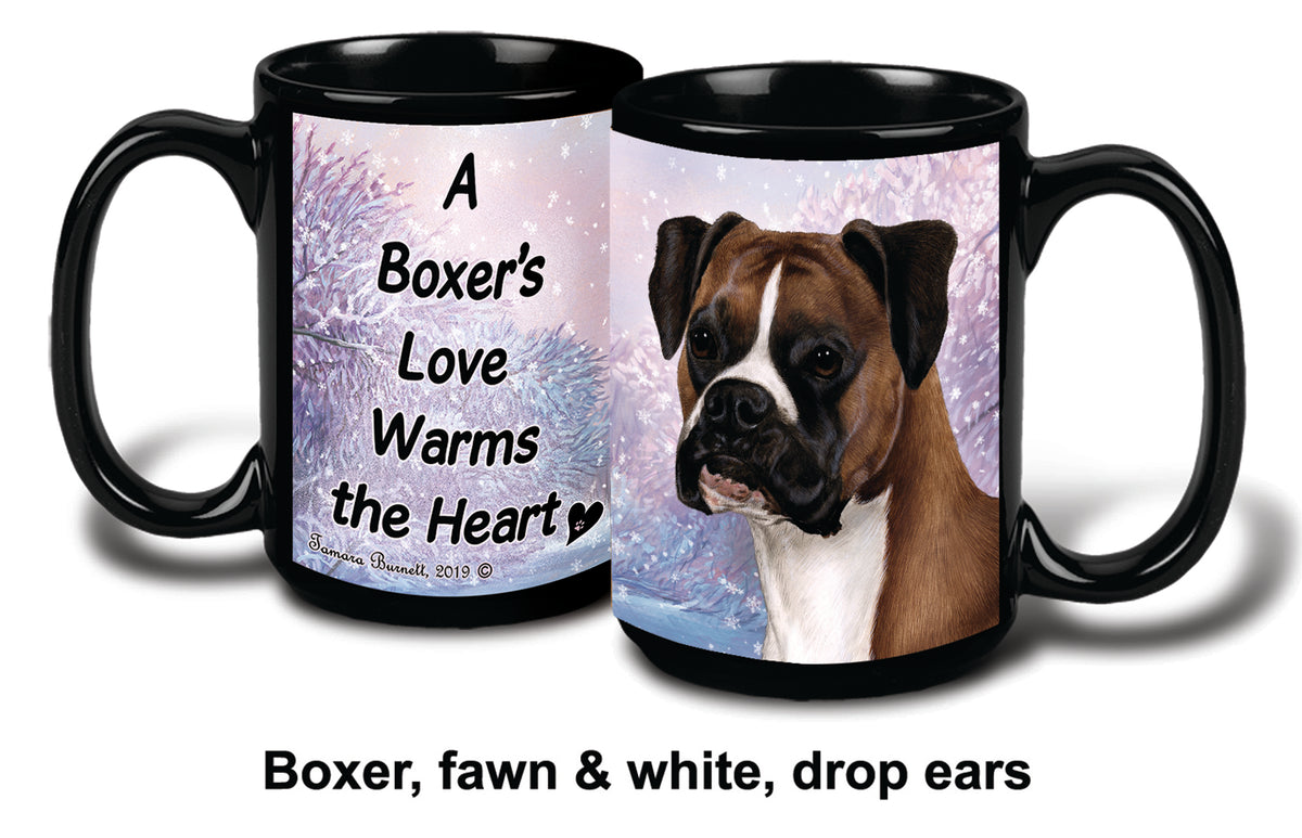 Boxer Fawn Uncropped Winter Mug 15 oz