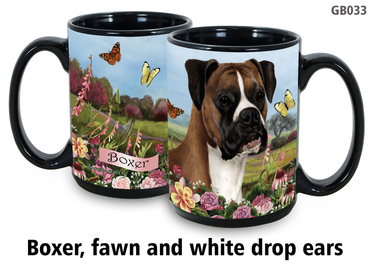 Boxer Fawn Uncropped - Garden Party Fun Mug 15 oz