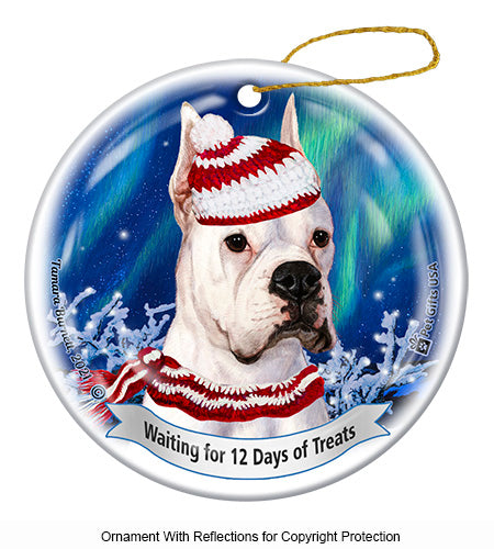 Boxer White Cropped Ornament