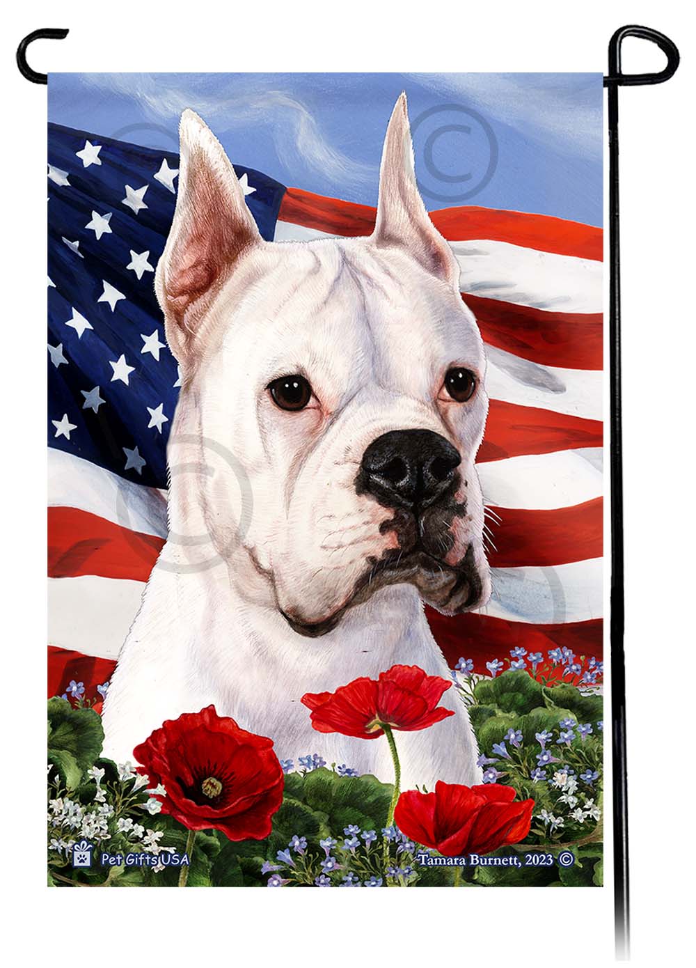 Boxer Patriotic Flowers - Garden Flag