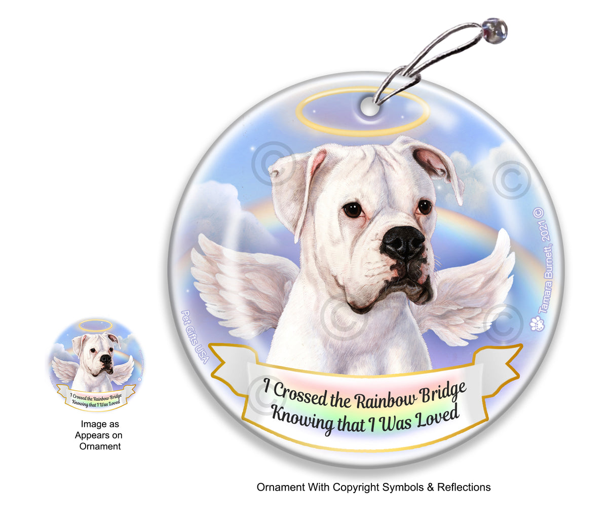 Boxer White Uncropped Ornament