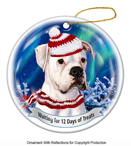 Boxer White Uncropped Ornament