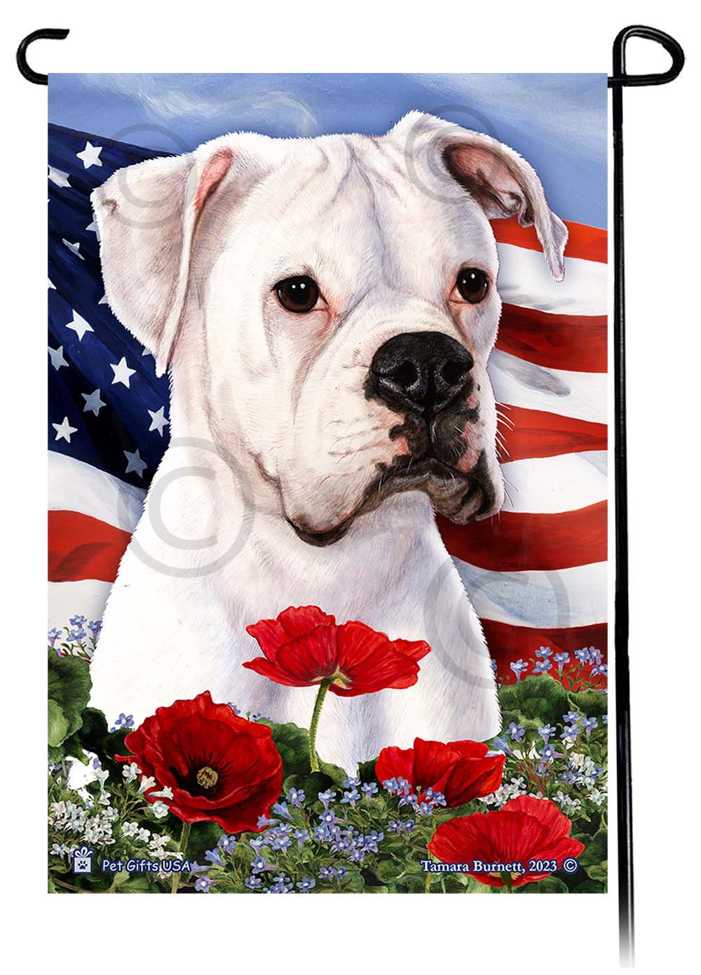 Boxer Patriotic Flowers - Garden Flag