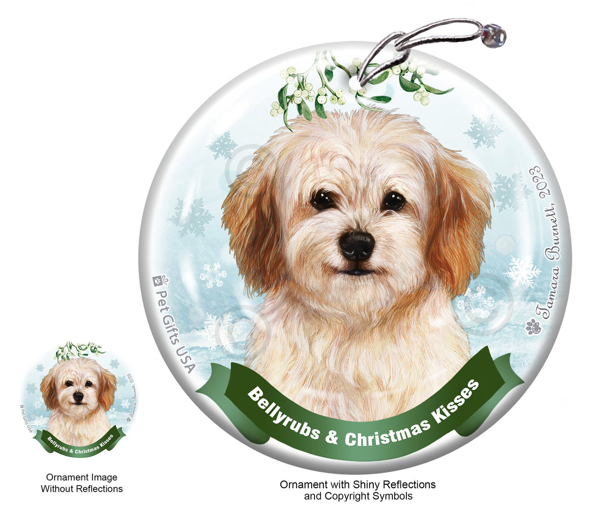 Cavachon Bellyrubs and Christmas Kisses Ornament