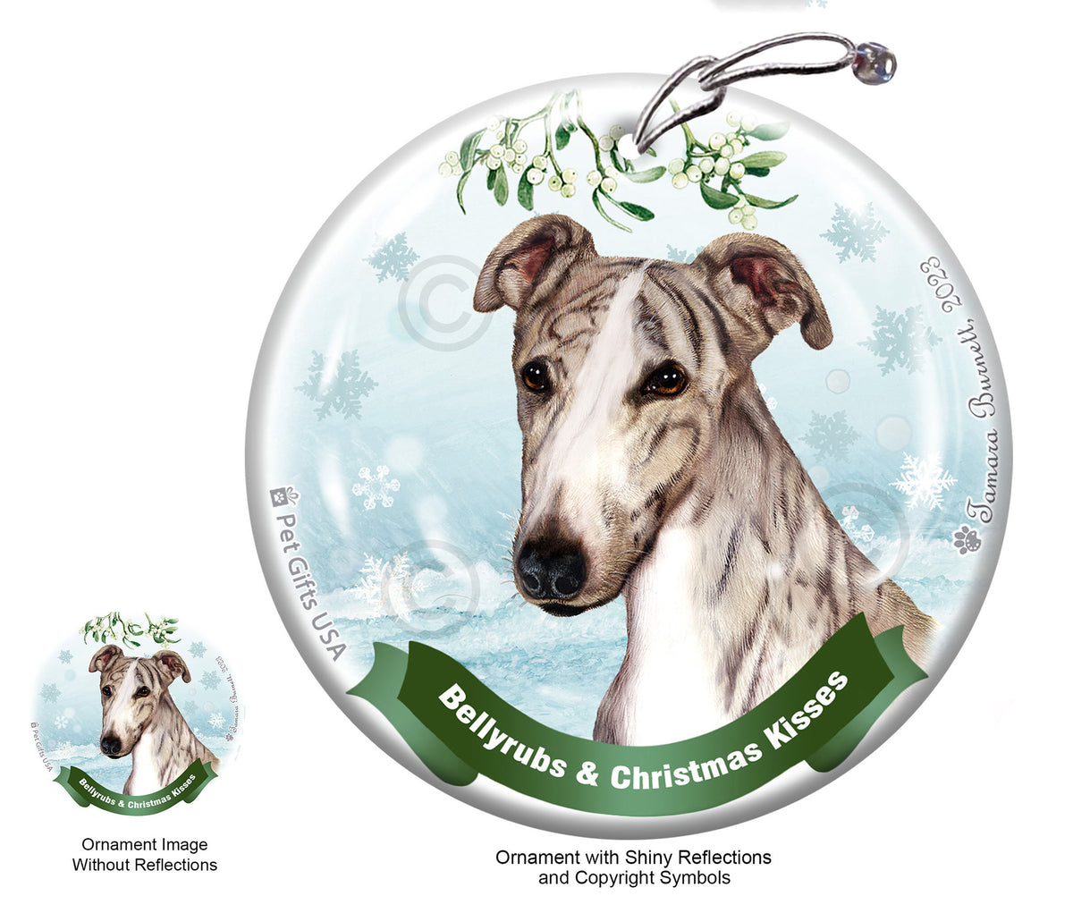 Greyhound Fawn Brindle Ornament