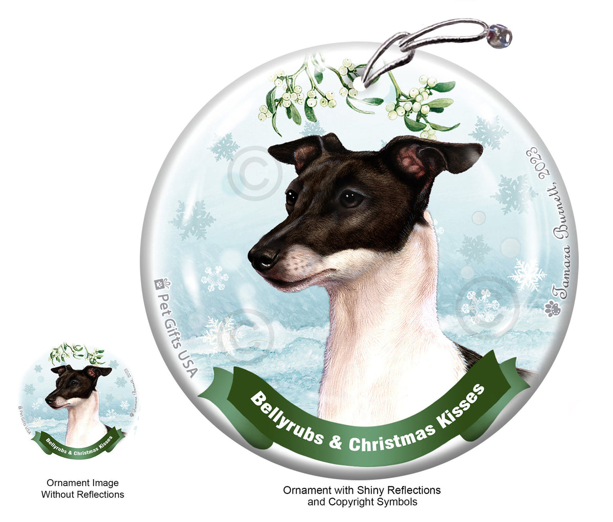 Italian Greyhound Bellyrubs and Christmas Kisses Ornament