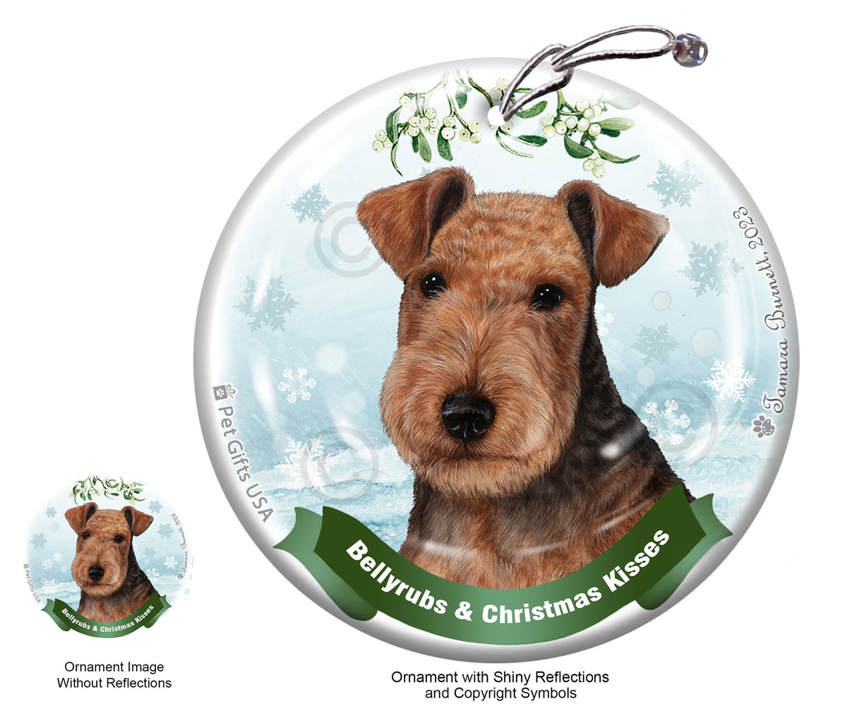 Lakeland Terrier Bellyrubs and Christmas Kisses Ornament