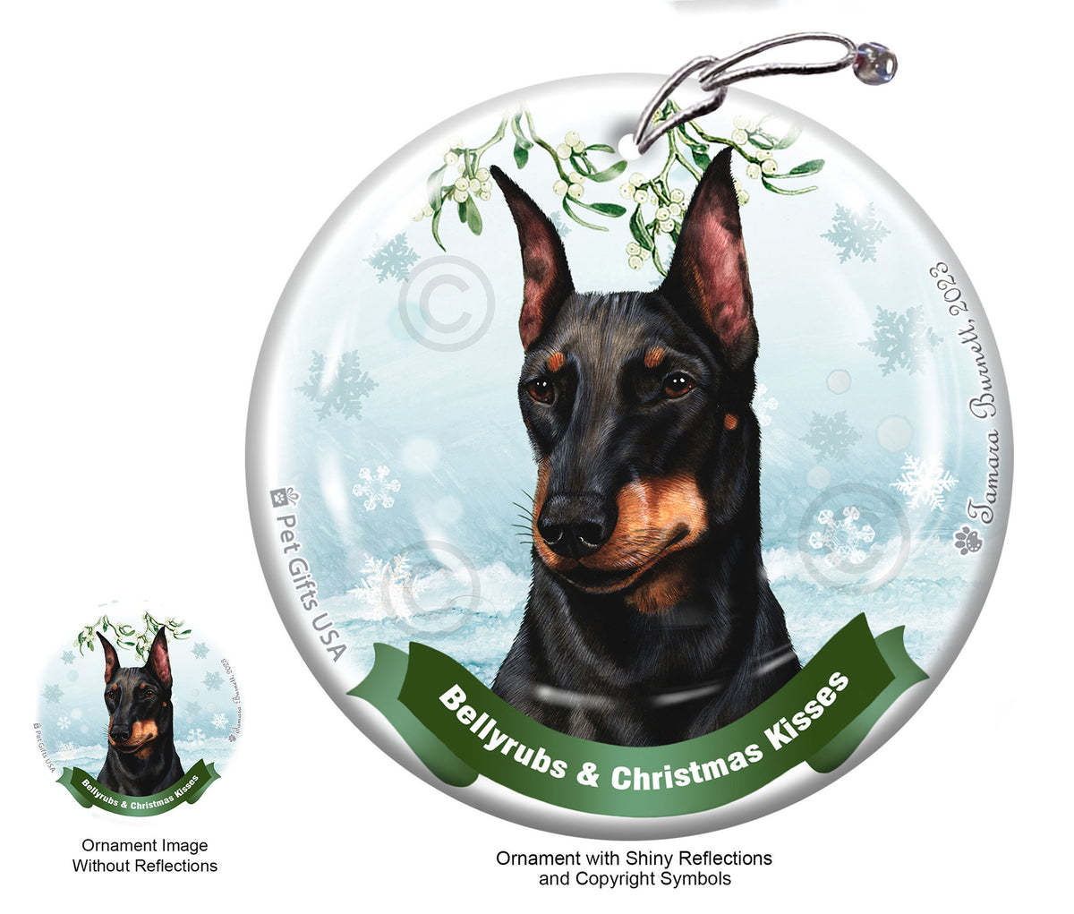 Manchester Terrier Bellyrubs and Christmas Kisses Ornament