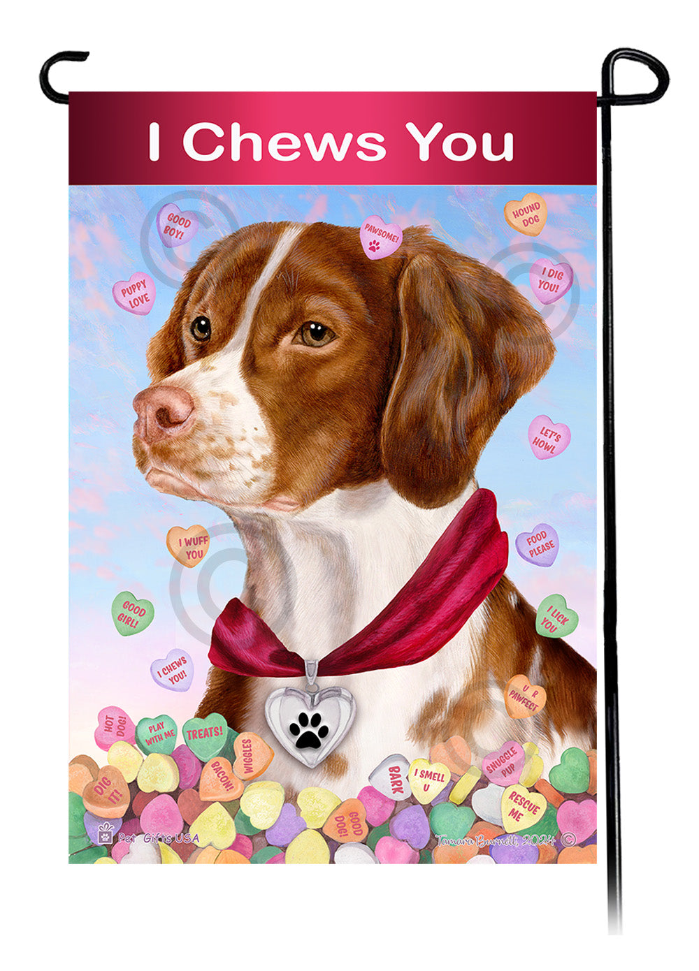 Brittany Spaniel Valentine Sweetheart Garden Flags