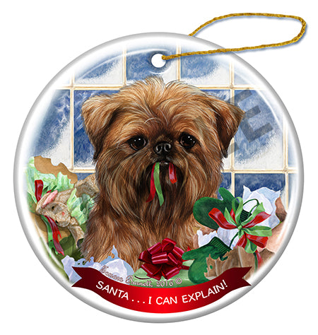 Brussels Griffon Brown - Santa I Can Explain Ornament
