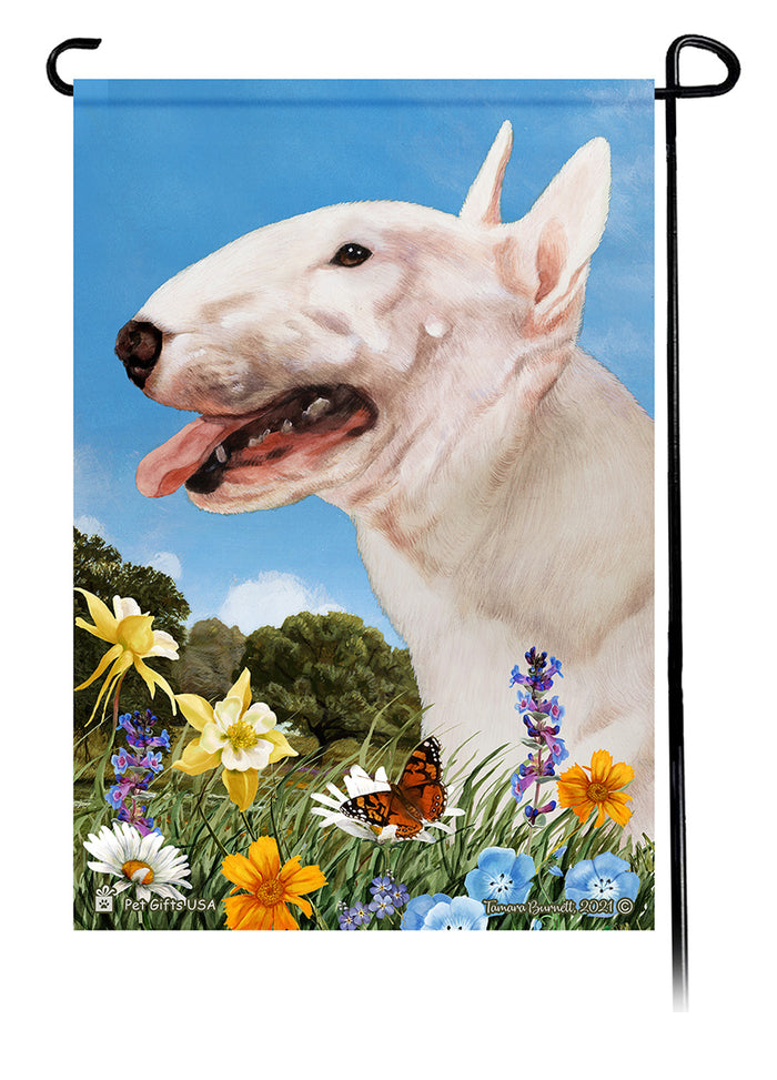 Bull Terrier Summer Flowers Garden Flags