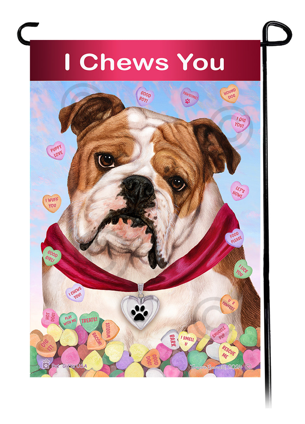 English Bulldog Valentine Sweetheart Garden Flags