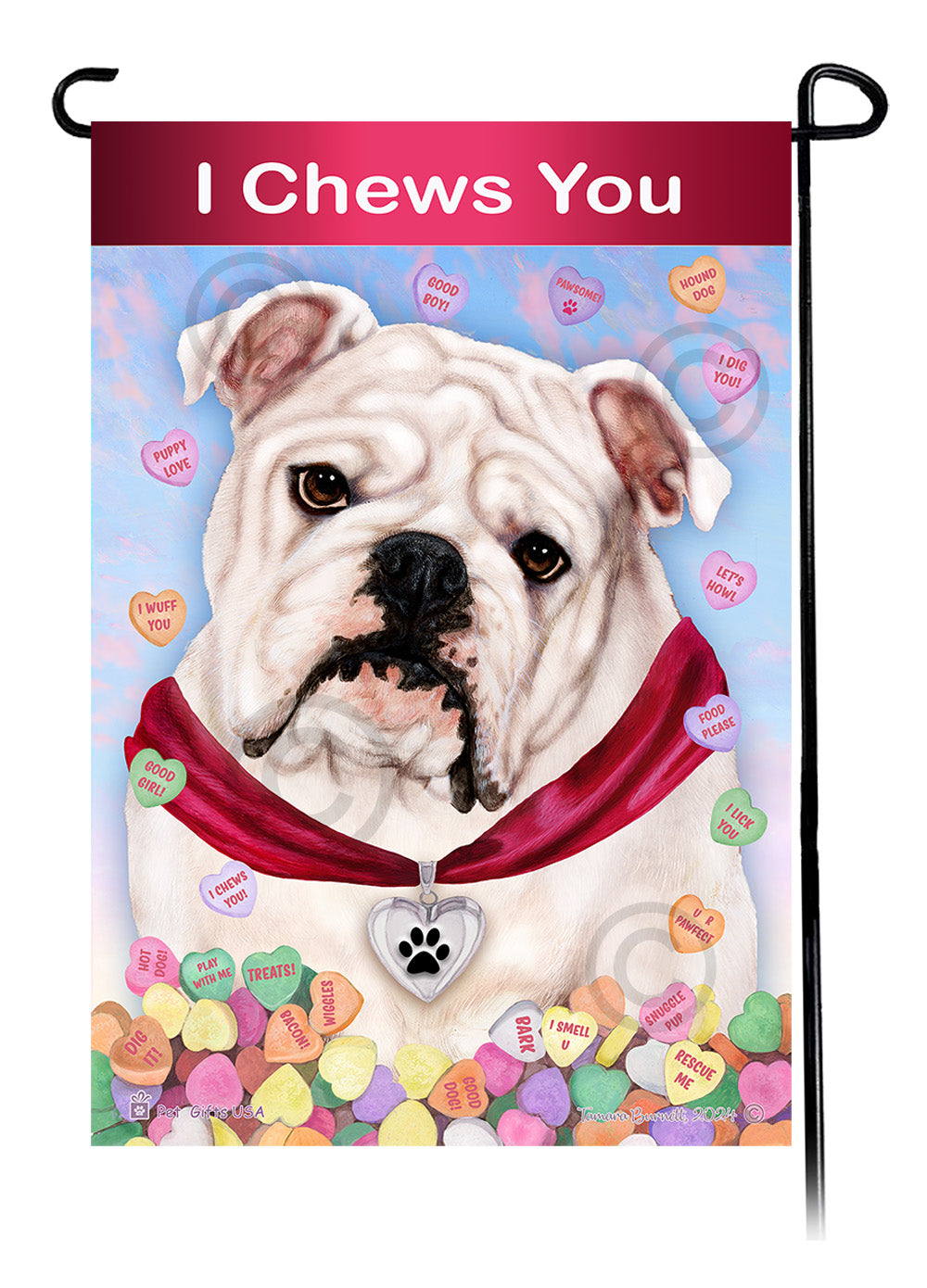 English Bulldog Valentine Sweetheart - Garden Flag