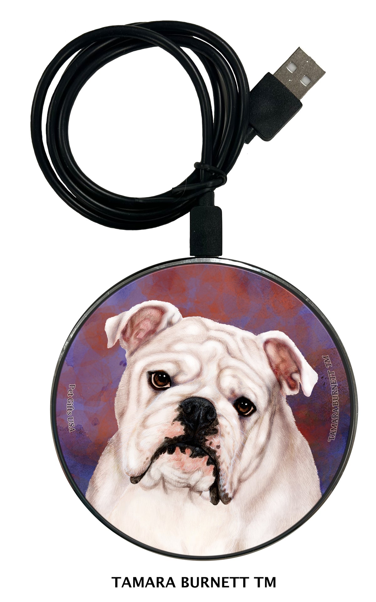 Bulldog English White Zoomies Wireless Charger