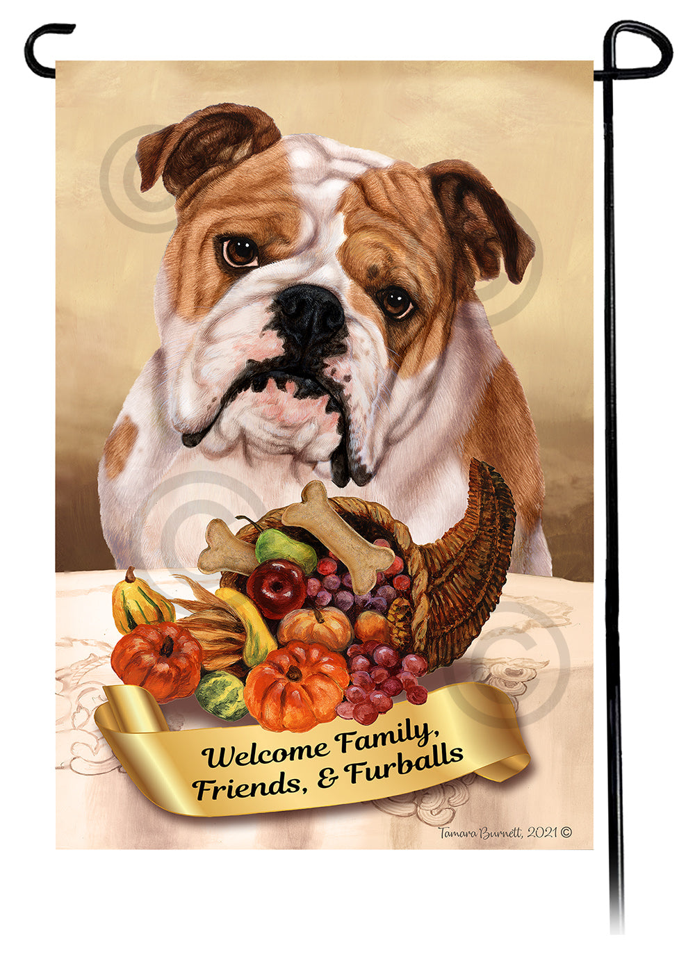 English Bulldog Thanksgiving Garden Flags