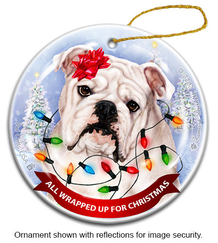 English Bulldog White Ornament