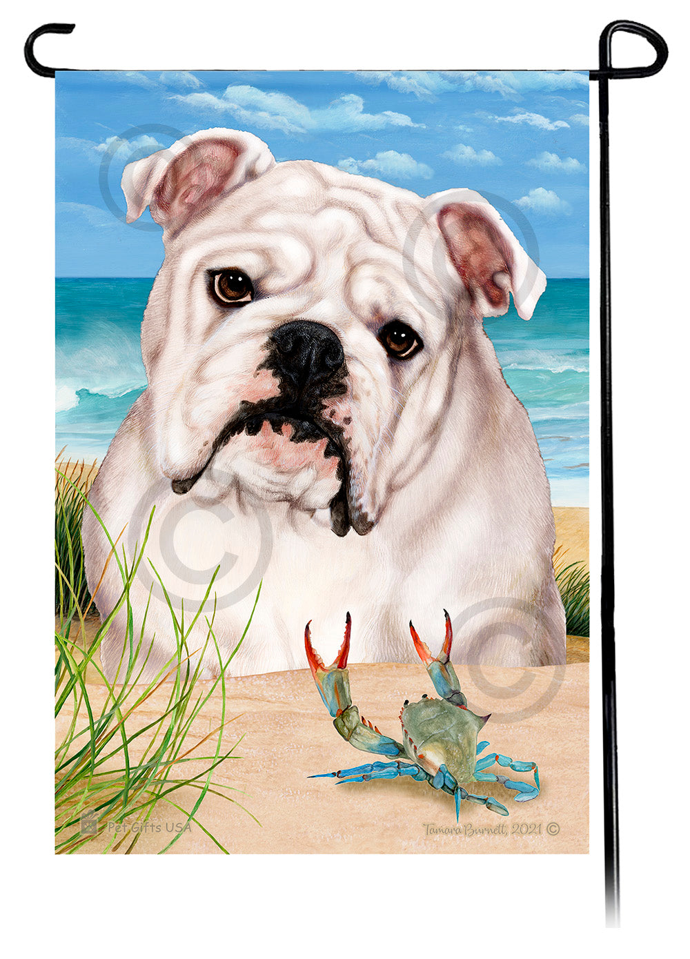 English Bulldog Summer Flowers Garden Flag